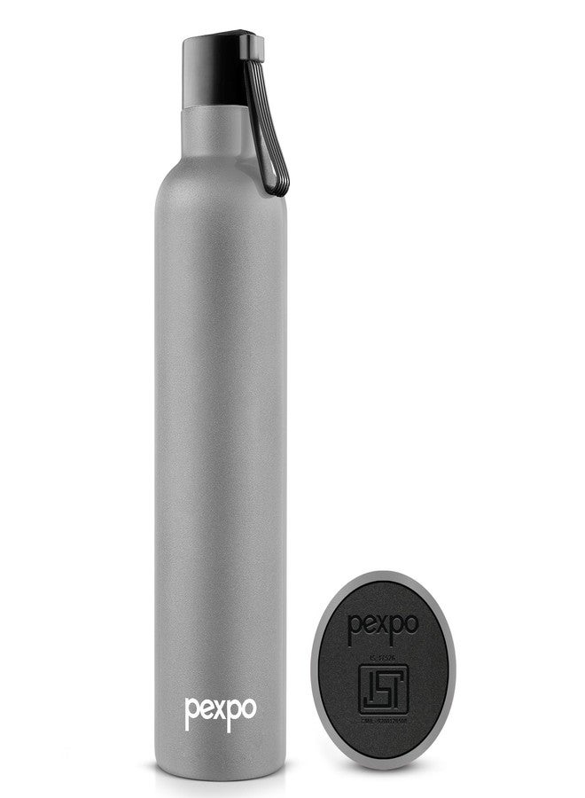 Pexpo Water Bottle 750ml Stainless Steel | Hot and Cold Flask | ISI Certified Steel Bottle | 3 Layer Insulation | Leakproof | for Home, Office, School & Travel | 1-Year Warranty | Oslo | Grey - Image 1
